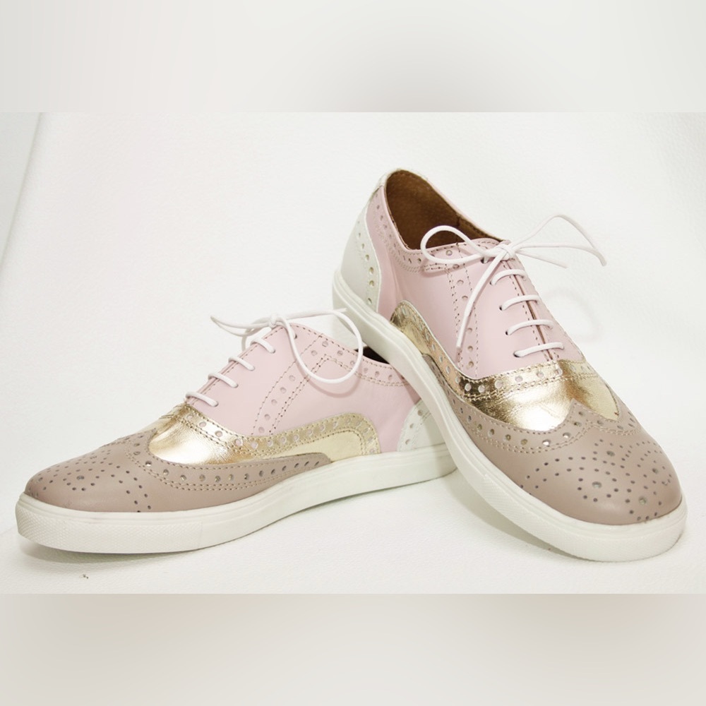 Kanin Obuća  Pink and Gold Women's Brogue Sneakers 38/8